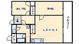 パレロイヤル西陣佐わらび 2LDKの間取図画像