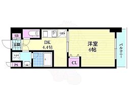 アクアプレイス京都三条朱雀 1DKの間取図画像