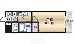 オークセブン 1Kの間取図画像
