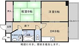 ラーク安田 2DKの間取図画像