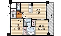 エステムプラザ京都御所ノ内レギア 2DKの間取図画像
