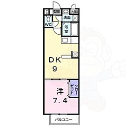 サニーコンフォート北山 1LDKの間取図画像