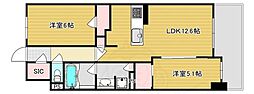 ファインレジデンス京都五条通 2LDKの間取図画像