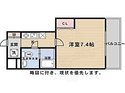 ソーシア西院 1Kの間取図画像