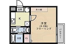アークリード京都黒門 1Kの間取図画像