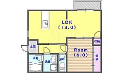 芝の宮マンション 1LDKの間取図画像