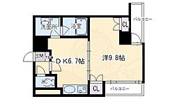 グラシオン西陣 1DKの間取図画像