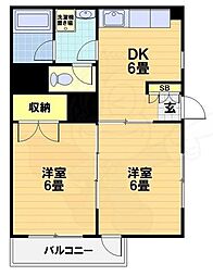 グランビュー太秦 2DKの間取図画像