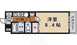 ヴィヴァーチェ四条大宮 1Kの間取図画像