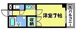 アヴニールK 1Kの間取図画像
