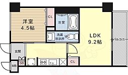 エステムプラザ京都河原町通2レジデンシャル 1SKの間取図画像