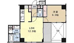 ルーエ五条堀川 1LDKの間取図画像