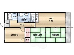 シャンポール松室 3DKの間取図画像