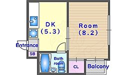 第2ヌヴェールハイツ 1DKの間取図画像