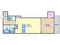 Piso丹波口 1LDKの間取図画像