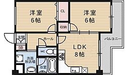 グリーンエクセル西院 1LDKの間取図画像