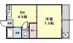 コーポ川久 1DKの間取図画像