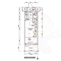 ザガーネットミレニアム京都九条烏丸 1DKの間取図画像