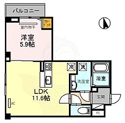 レジデンス京都洛央 1LDKの間取図画像