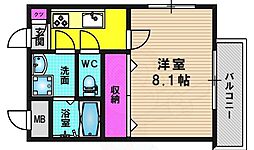 シャルレ1番館 1Kの間取図画像