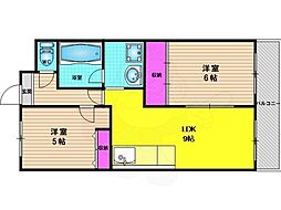 ヴェルドミール桂坂 2LDKの間取図画像
