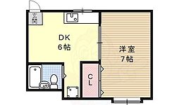 アウルマンション 1DKの間取図画像