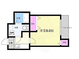 ツゥインウッド 1Kの間取図画像