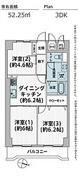 ハイネス福生 3DKの間取図画像