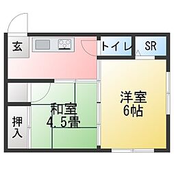 メゾン志賀 2Kの間取図画像
