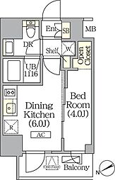 ジオエント町屋 1DKの間取図画像