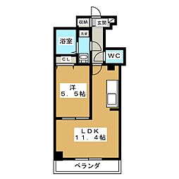 ウィステリアート 1LDKの間取図画像