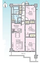 クオス金沢八景レジデンシヤルステージ 3LDKの間取図画像