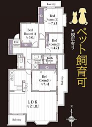 金沢文庫パークハウス3番館 4LDKの間取図画像