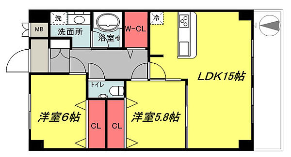 大阪府吹田市江の木町(賃貸マンション2LDK・9階・62.20㎡)の写真 その2