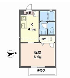 ヒルズ千里山 1Kの間取図画像