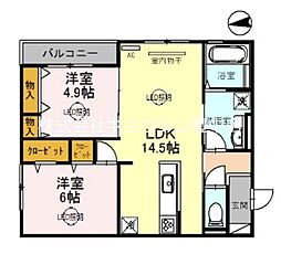 クレストK 2LDKの間取図画像