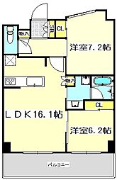 ユークオーレ江坂 2LDKの間取図画像