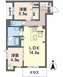 ライトヴィラ江坂 2LDKの間取図画像