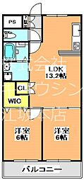 ハイツ冨士 2LDKの間取図画像
