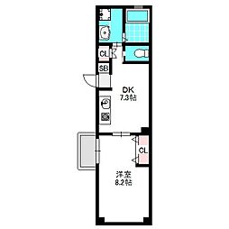 グランディール 1DKの間取図画像