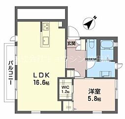 グランミュールA棟 1LDKの間取図画像