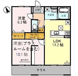 セジュールドソレイユ2 2LDKの間取図画像