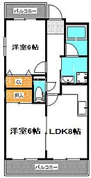 アローハイツ 2LDKの間取図画像