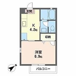 ヒルズ千里山 1Kの間取図画像