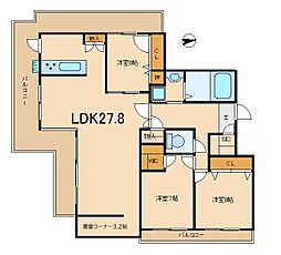 サニーサイド240 12階3LDKの間取り