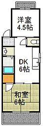 辻野マンション 2DKの間取図画像