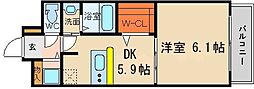 サニーサイド240 1DKの間取図画像