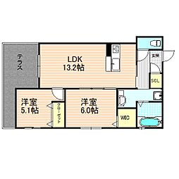 守口市大日町2丁目PJ 2LDKの間取図画像