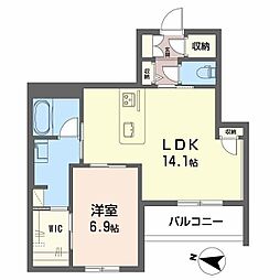 シャーメゾン　サンティエルジュ 2階1LDKの間取り