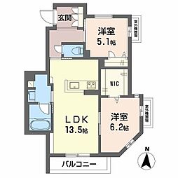 シャーメゾンエムエイチ曽根東 2LDKの間取図画像